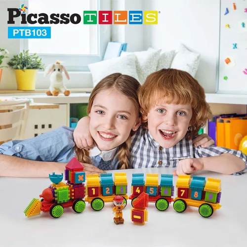 Vista 2 de Picasso Toys PTB103 - Bloques con forma de bloque de erizo, juego de azulejos de construcción, juguete de aprendizaje apilable, bloque educativo