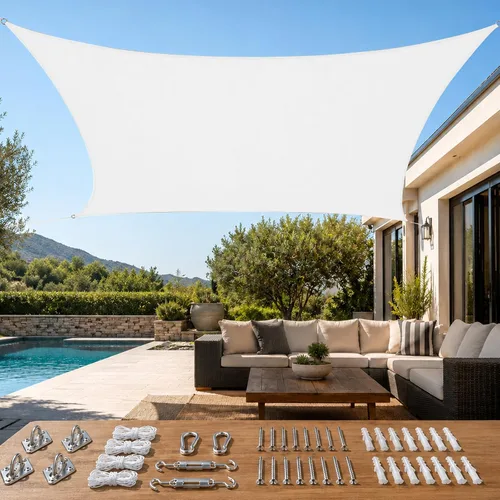 Vista 36 de Quictent Toldo rectangular de polietileno de alta densidad de 6.53 oz, 98% de bloqueo UV, para patio, jardín, cubierta comercial con kit de Marrón