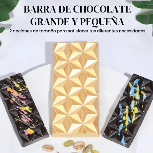 Vista 4 de 3 Piezas Moldes de Barra de Chocolate Profundos Dubai Break Apart Moldes para Dulces Moldes de Silicona Gruesos Rellenos para Rellenar Barra