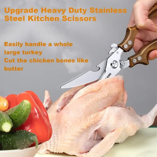 Vista 3 de Tijeras de cocina premium, paquete de 2 tijeras resistentes para aves de corral y carne, tijeras de hueso para cocinar