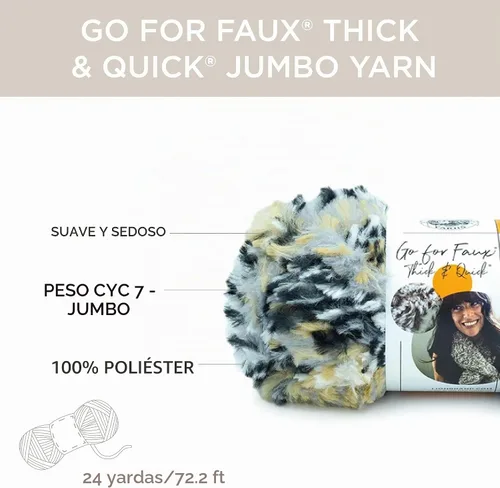 Vista 4 de Lion Brand Yarn (1 madeja) Go for Faux Thick & Quick hilo voluminoso, Baked Alaska Alaska al horno