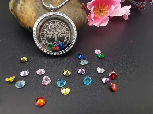 Vista 2 de GOKING Familes are Forever Family Tree of Life - Collar flotante con 24 piedras natales 1181in colgante redondo de acero inoxidable con bonita caja