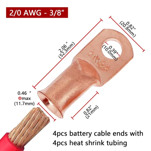 Vista 23 de TKDMR - Kit de 264 piezas de extremos de cable de batería, 132 piezas de terminales de anillo de lengüetas de cable de cobre resistentes AWG 8 6 4 2