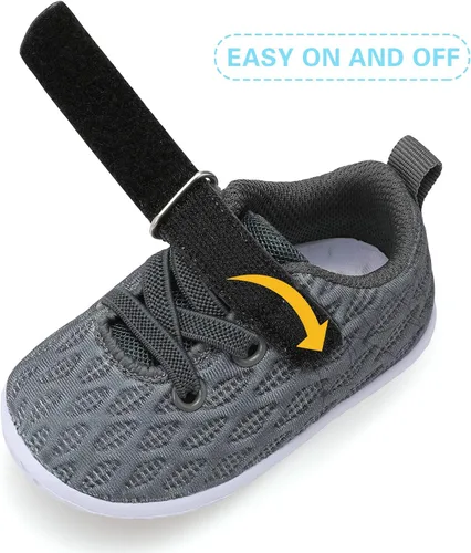 Vista 3 de FEETCITY Zapatillas de bebé para niños y niñas, zapatos para primeros pasos, zapatos de cuna para recién nacidos, zapatos sin cordones para niños