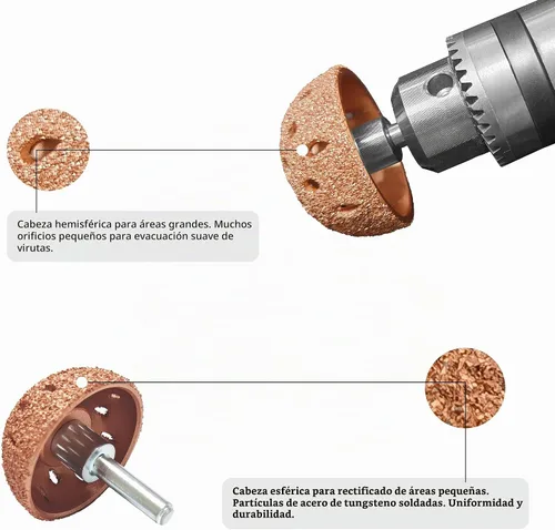 Vista 3 de Rueda de pulido de neumáticos de 2 pulgadas (1.969 in), abrasiva de grano 60 para reparación de neumáticos con adaptador de rosca de 3/8 pulgadas