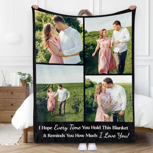Vista 10 de Gowelly Manta personalizada con imagen, manta personalizada con fotos para adultos, niños, familia, mejores amigos en cumpleaños, Navidad, boda