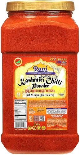 Vista 8 de Rani Kashmiri - Chile en polvo (Deggi Mirch, bajo calor) Especia india molida 25lbs (11.36kg) Caja a granel ~ 100% natural Sin sal Vegano Sin
