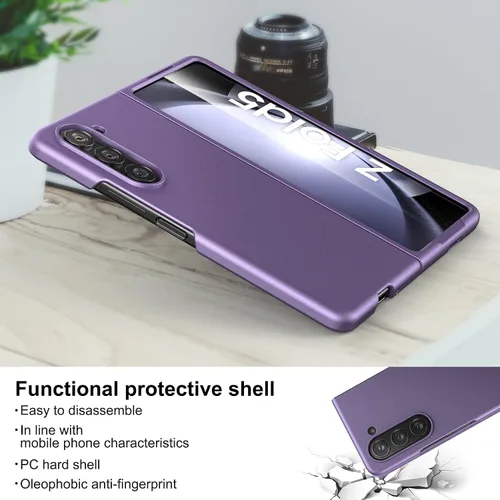 Vista 4 de Funda delgada para Galaxy Z Fold 5, [película de pantalla frontal dura transparente incorporada + parte trasera de policarbonato duro]