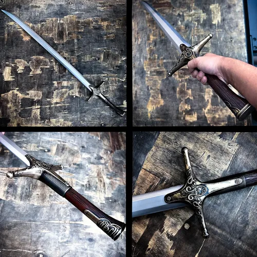 Vista 11 de Espada larga de caza de brujo de espuma medieval de 41 pulgadas para cosplay LARP disfraz Halloween