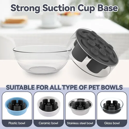 Vista 7 de Slow Feeder Dog Bowls Insert 3.5" ×1.3" Silicone Slow Feeder Insert, Black Balck
