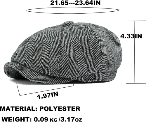 Vista 7 de Sombrero de espiga clásico para hombre, gorra plana de Newsboy Gatsby Ivy Cabbie