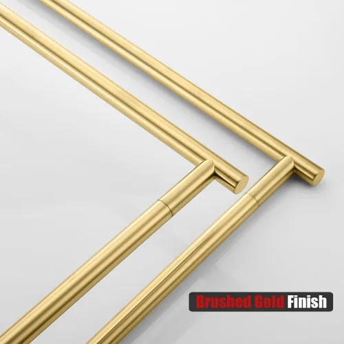 Vista 6 de JQK BTH120L30-WG - Toallero de baño de pie independiente, color dorado, de 30 pulgadas, estante doble para toallas para suelo de baño, dorado