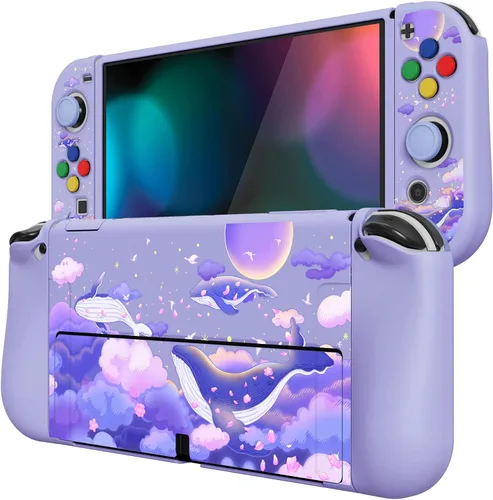 Vista 6 de PlayVital ZealProtect - Funda protectora suave para Nintendo Switch OLED, protector flexible Joycon Grip Cover para Nintendo Switch OLED