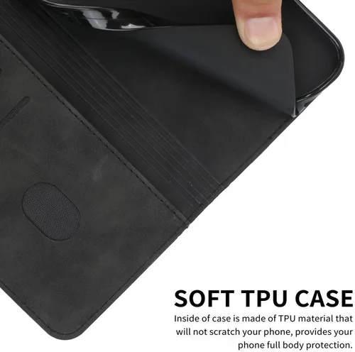 Vista 3 de Compatible con Nothing Phone (1) Funda tipo cartera con cierre magnético 5G, compatible con Nothing Phone One 5G Flip Kickstand Case Negro