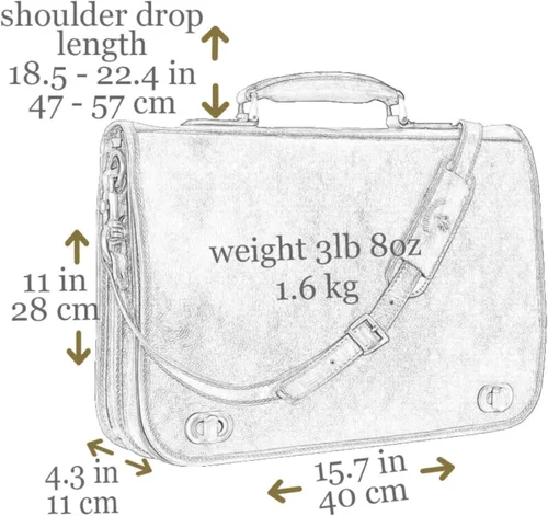 Vista 7 de Time Resistance Maletín de cuero para hombres - Maletín para laptop de cuero italiano de grano completo - Bolso de mensajero - Caja de regalo