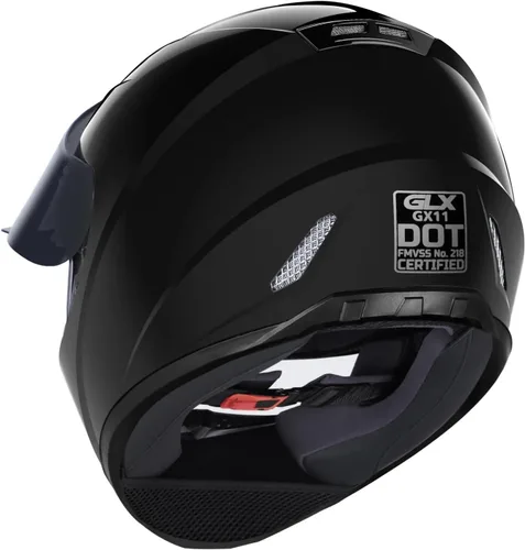 Vista 4 de GLX GX11 - Casco compacto de motocicleta, negro, pequeño, cara completa con visera tintada, aprobado por DOT El arte de la comodidad cómoda