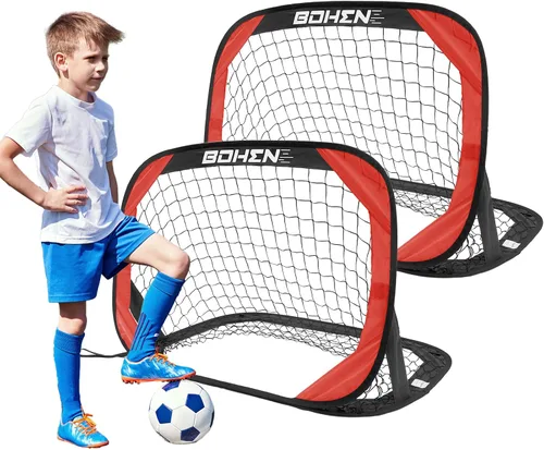 Vista 10 de BOHEN Porterías de fútbol desplegables para niños, red de fútbol portátil plegable para exteriores, interiores, patio trasero y playa
