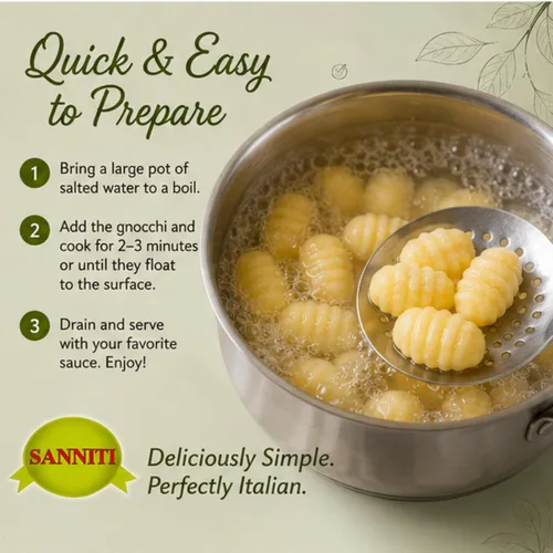 Vista 7 de Sanniti Gnocchi de papa italianos sin gluten, 17.5 oz (500 g) Auténticas albóndigas italianas Hecho en Italia Pasta de papa tierna Comida