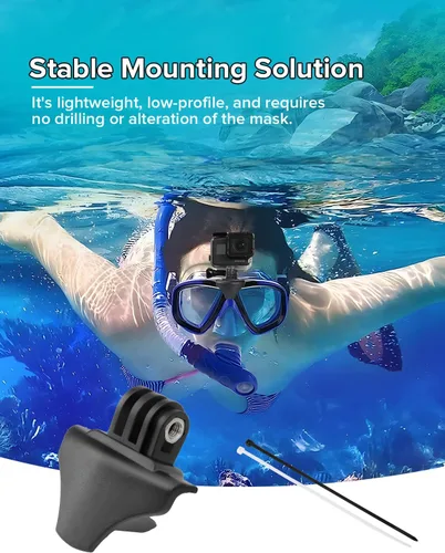 Vista 4 de Soporte de máscara de buceo para Go Pro, accesorio universal para cámara de buceo, soporte de buceo compatible con populares máscaras de doble lente