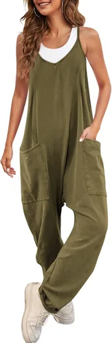 Vista 2 de Nirovien Womens Oversized Sleeveless Jumpsuits Spaghetti Strap Loose Overalls with Pocket One Piece Rompers