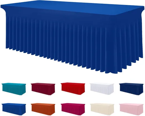 Vista 46 de Smiry Mantel de Spandex, Mantel Elástico Ajustable Extensible para Mesas Rectangulares de 6 Pies, Falda Cubierta de Mesa Impermeable y Lavable