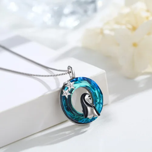 Vista 2 de Mother Daughter Necklace 925 Sterling Silver Crystal ElephantPenguin Necklace Cute Animal Mother's Day Necklace Jewelry Gifts for Mom Women