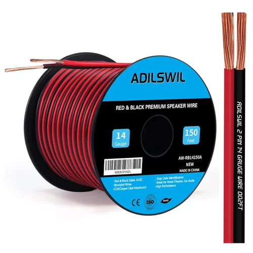 Vista 9 de Cable de altavoz de 12 AWG de 50 pies, 2 conductores eléctricos de conexión de cable rojo negro, tiras de iluminación LED, cable de extensión