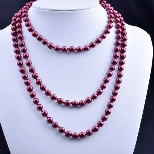Vista 3 de Collar de perlas retro vintage Collar de perlas de imitación largas en capas para mujeres y niñas