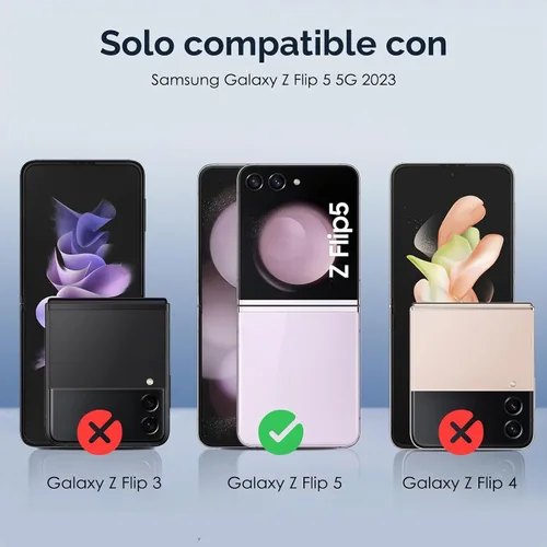 Vista 5 de Protector de pantalla para Samsung Galaxy Z Flip 5 (2 juegos, 6 unidades) Internal Flexible TPU Screen Protector + Outer Tempered Glass Screen