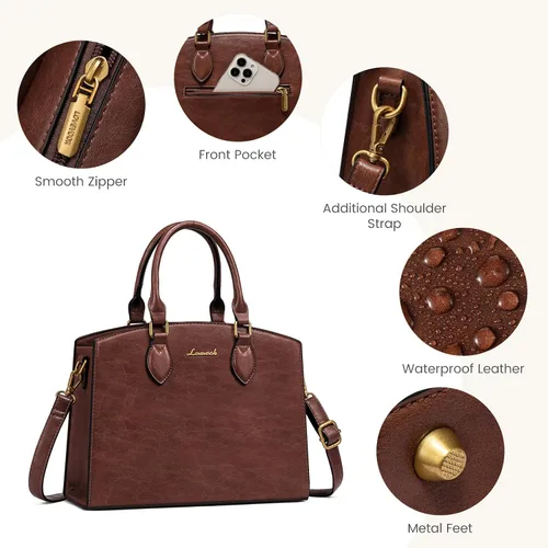 Vista 5 de LOVEVOOK Monederos y bolsos para mujer, bolso de hombro vintage moderno, bolso de mano de piel sintética, bolso de mano mediano para mujer