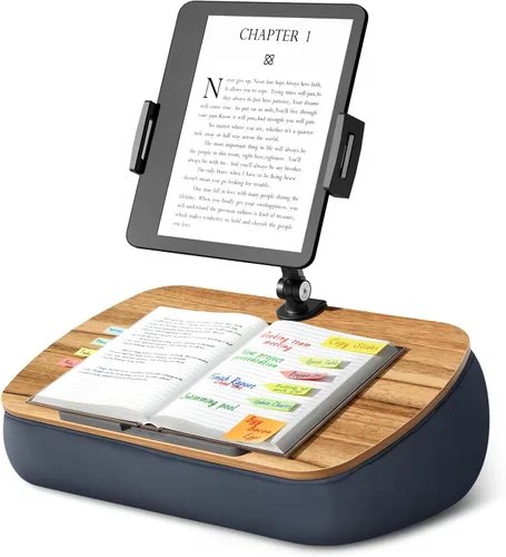 Vista 11 de ERGONOV Almohada de frijoles para regazo acogedora Kindle con soporte ajustable para brazo, soporte de tableta de 360°, se adapta a Kindle