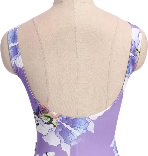 Vista 40 de AFAVOM Leotardos de ballet para mujeres adultas con estampado de flores de mariposa sin espalda, leotardos de gimnasia con brasier y prácticas