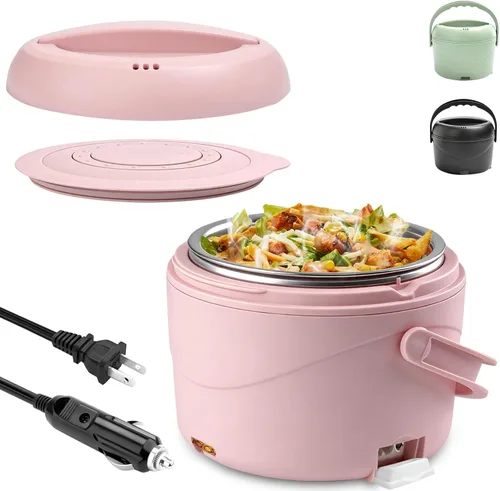 Vista 7 de Aotto Caja de almuerzo eléctrica, calentador de alimentos portátil de 40 oz, calentador de almuerzo portátil para trabajo/oficina/coche/viaje