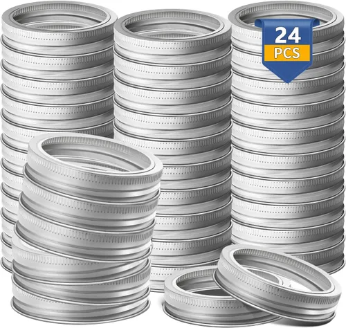 Vista 12 de Anillos para conservas de boca regular, 24 unidades, anillos de tarro de masón, sellos de boca regular, anillo de tarro de conserva, bandas de metal