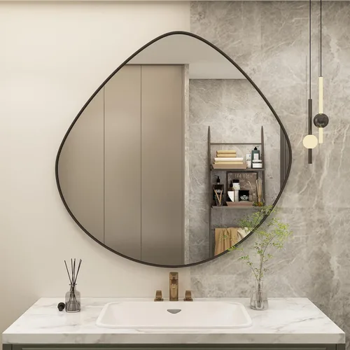 Vista 72 de Paquete de 2 espejos de baño con marco de metal negro de 22 x 30 pulgadas, espejo rectangular redondeado negro mate, antioxidante, se cuelga