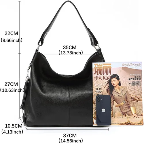 Vista 2 de Moda suave cuero genuino borla mujer bolso señoras hombro mensajero hobo bolso