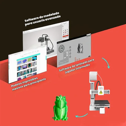 Vista 2 de Impresora 3D para principiantes, tamaño compacto, alta resolución, calefacción eficiente, diseño robusto, para proyectos educativos, color blanco