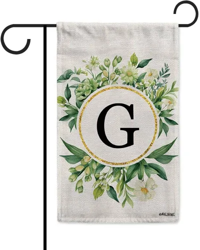 Vista 22 de Monogram Initial Letter P House Flag Flower Wreath Simple Style Letter Flag 28x40 Inch Vertical Double Sided for Outdoor Yard Decor