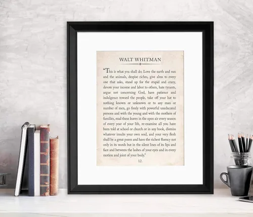 Vista 3 de Walt Whitman Vintage Book Page Literary Quote Art Print for Home, Classroom or Library