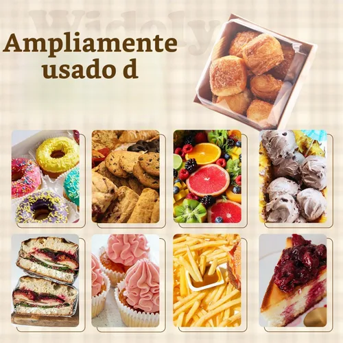 Vista 5 de BUIYLV Paquete de 50 cajas de charcutería con tapas transparentes, cajas de postre marrones de 4 pulgadas para llevar, mini cajas de charcutería