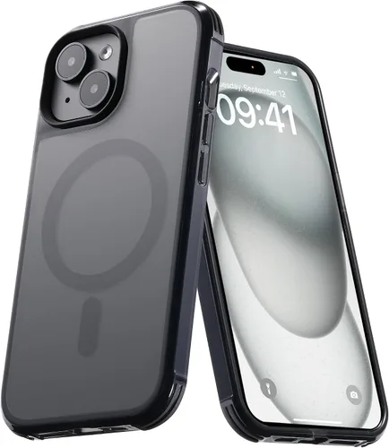 Vista 63 de Tigowos Funda magnética para iPhone 15, resistente a las caídas, sensación de piel mate, a prueba de golpes, ajuste delgado para iPhone 15, negro