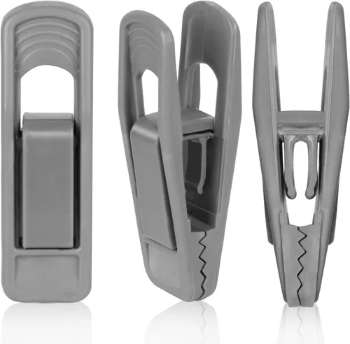 Vista 12 de Tinfol Clips de plástico negro, paquete de 20 clips para dedos, clip de agarre fuerte multiusos para perchas de ropa de línea delgada
