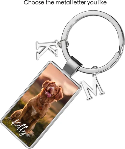 Vista 5 de Easycosy Llavero personalizado con texto de imagen, llavero grabado personalizado, regalos de fotos personalizados para hombres, mujeres y familia