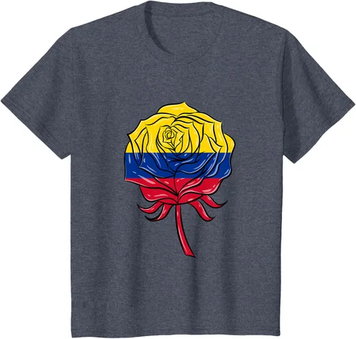 Vista 12 de Camiseta colombiana para mujer con diseño de rosa, Negro
