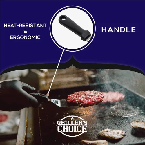Vista 2 de Griller's Choice - Juego de espátulas para plancha de acero inoxidable, duradero, calidad comercial, apto para lavavajillas, ideal para Hibachi
