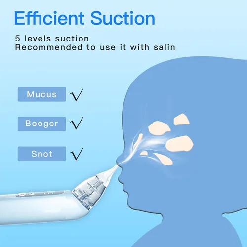 Vista 3 de X-Bosak Aspirador nasal para bebé, ventosa nasal eléctrica para bebé, succión de mocos con 5 niveles de succión, luz calmante y rimas infantiles