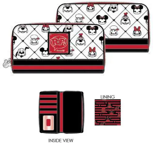 Vista 3 de Loungefly Disney Sensational 6 AOP Cartera de piel vegana con cremallera color blanco mediano