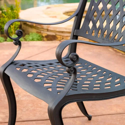 Vista 7 de Christopher Knight Home Hallandale - Sillas de aluminio fundido para exteriores, juego de 2 piezas, color negro mate antiguo