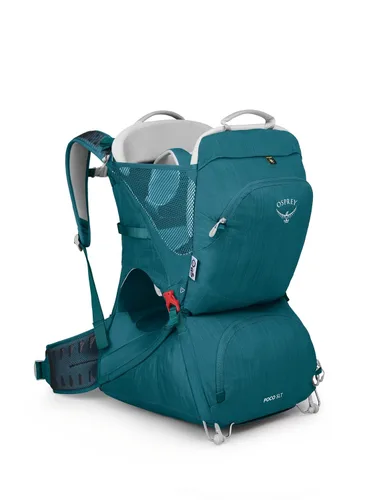 Vista 17 de Osprey Poco SLT Mochila Portabebés Ligera - Portabebés de Senderismo Compacto para Niños Pequeños con Arnés de Seguridad, Parasol y Panel Posterior