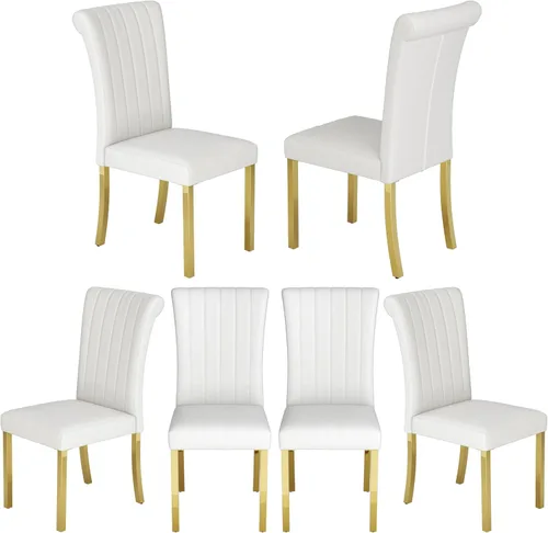 Vista 48 de Asday Upholstered Dining Chairs Set of 2, High Back Fabric Chairs, Beige Linen Fabric, High Back, Black Metal Legs